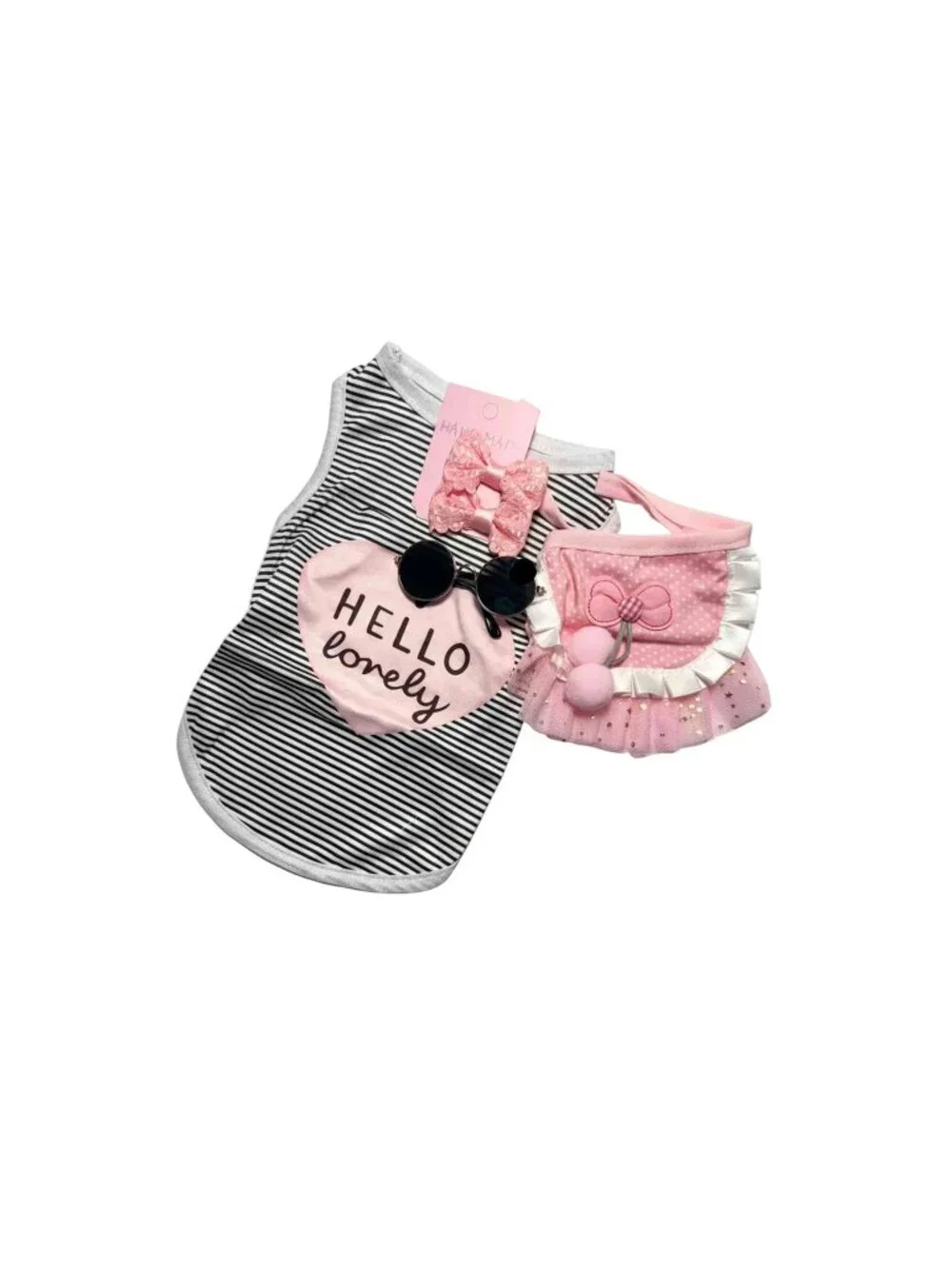 Hello Lovely Dog Outfit Set | Shirt, Skirt & Sunglasses